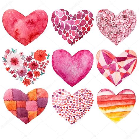 Valentines day watercolor heart holiday love object — Stock Photo © ZeninaAsya #59714823