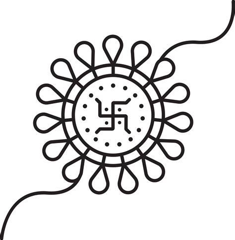 Swastika Floral Rakhi Icon In Black Line Art. 24157538 Vector Art at Vecteezy