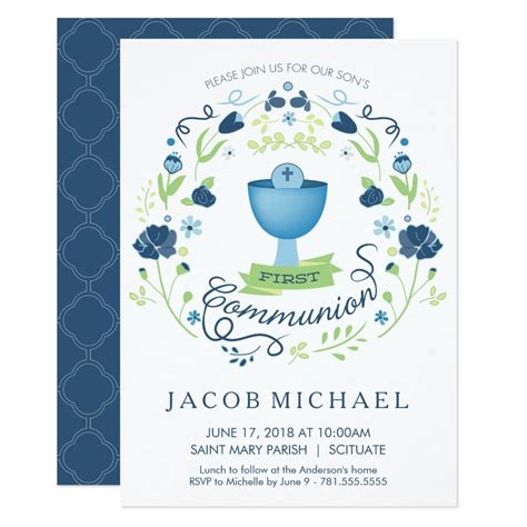 First Holy Communion Invitation Boy's Invite Card | Zazzle.com | Holy ...