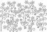 Doodle coloring Page With Flowers And Birds Stock Vector  Adobe sketch template