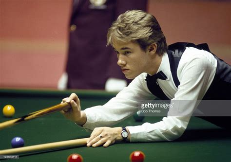 Stephen Hendry of Scotland playing in the World Snooker Championship ...