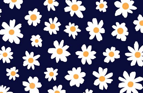 Blue & White Retro Daisy Floral Wallpaper Mural | Hovia | Daisy ...