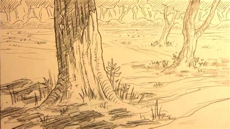 How to Draw Forest Backgrounds | Forest sketch, Background drawing, Landscape drawing tutorial