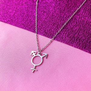 Transgender Symbol Necklace, Stainless Steel Necklace Chain With Trans Pride Symbol. Silver ...