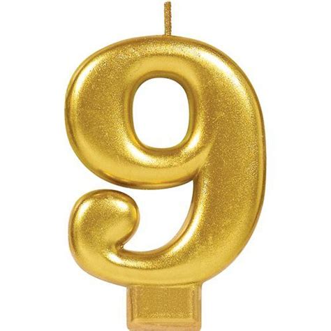 Gold Number 9 Birthday Candle | Birthday candles, Number candle ...