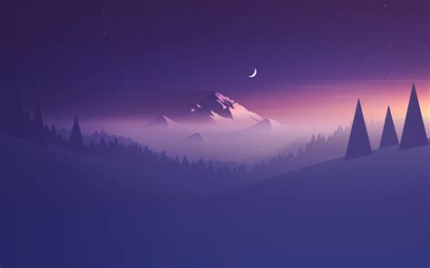 mountain, Night, Moon, Purple, Landscap Wallpapers HD / Desktop and Mobile Backgrounds