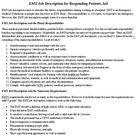 EMT Job Description for Responding Patients Aid | room surf.com