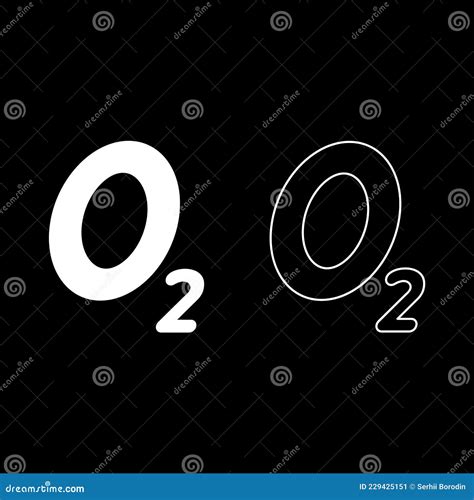 Oxygen Chemical Formula O2 Air Icon White Color Vector Illustration Flat Style Image Set ...