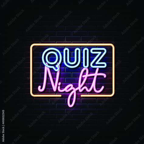 Quiz night announcement poster vector design template. Quiz night neon ...