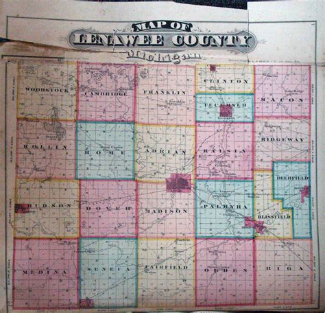 Combination Atlas Map of Lenawee County, Michigan - High Ridge Books, Inc.