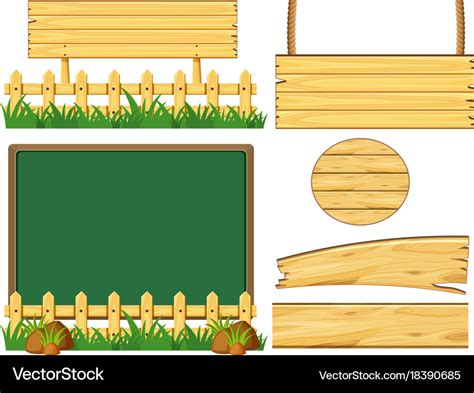 Different designs of wooden board Royalty Free Vector Image