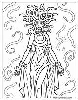 Medusa Coloring Pages Drawing Head Printable Mythology Sheet Greek  sketch template