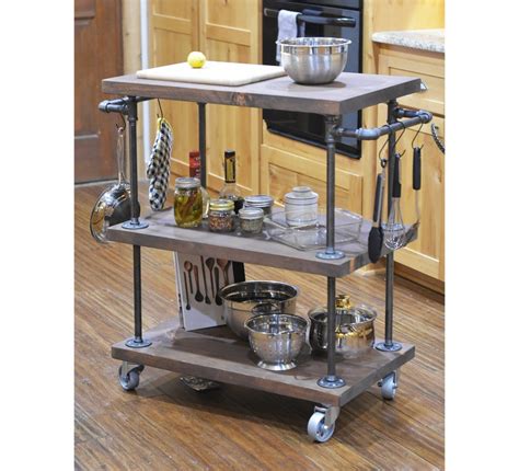 Industrial Farmhouse Kitchen Island Prep Cart With Rolling - Etsy