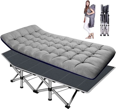 MOPHOTO Portable Folding Bed Camping Cot with Carry Bags&Pearl Mattress ...