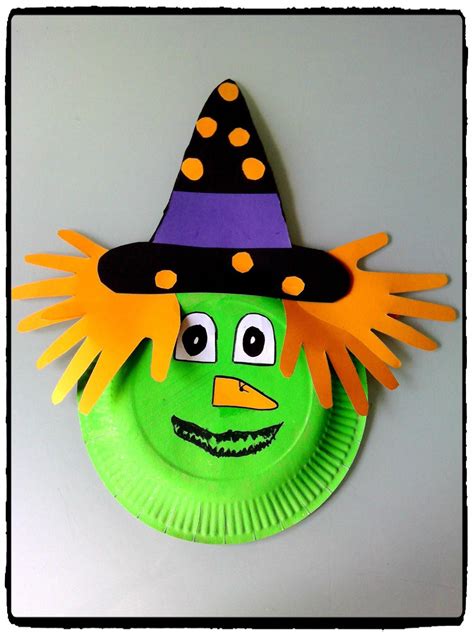 Une sorcière en assiette en carton - Humeurs Créatives | Bricolage enfants halloween, Bricolages ...