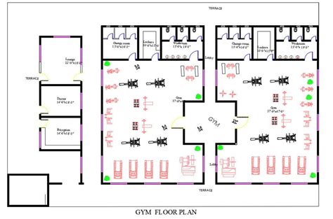 GYM Floor Plan Design DWG File - Cadbull