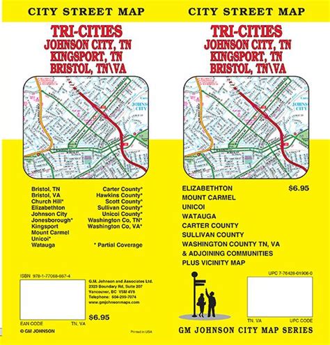 Bristol / Johnson City / Kingsport / Tri-Cities, Tennessee Street Map - GM Johnson Maps