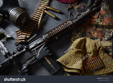 Assault Rifle M4a1 Ammunition On Camouflage Stock Photo 1817040656 | Shutterstock