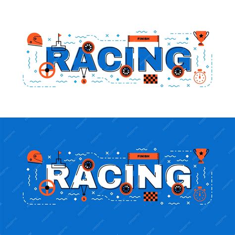 Premium Vector | Racing banner, racing lettering flat line design with ...