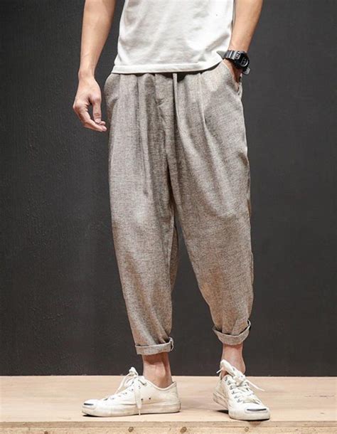 Loose Fit Linen Trousers Sirwal in Cream Mens Casual Dress Outfits, Maxi Outfits, Mens Pants ...