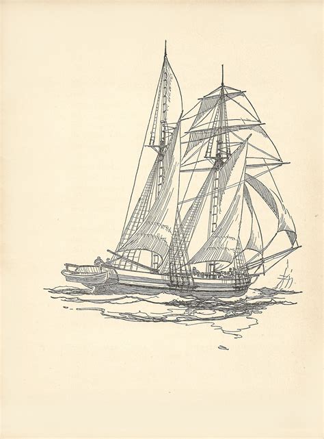 The Topsail Schooner , 7" x 11" print on paper. From The Book of Old ...