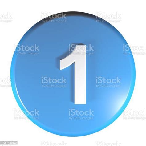 Number 1 Blue Circle Push Button 3d Rendering Illustration Stock Photo - Download Image Now - iStock