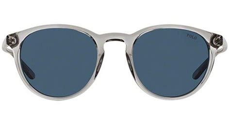 Polo Ralph Lauren Round Frame Sunglasses in Blue | Lyst