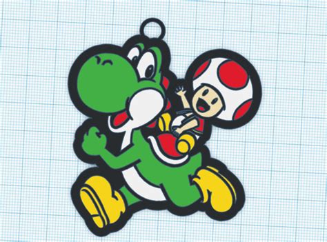 STL file Key ring Supermario Yoshi with Toad・Model to download and 3D print・Cults