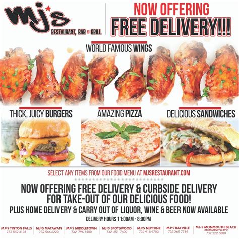 MJ's Restaurant, Bar & Grill, Matawan : MJ's is now offering free delivery and take-out!