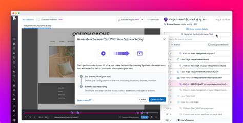 Create Browser Tests Directly From Datadog RUM Session Replay | Datadog