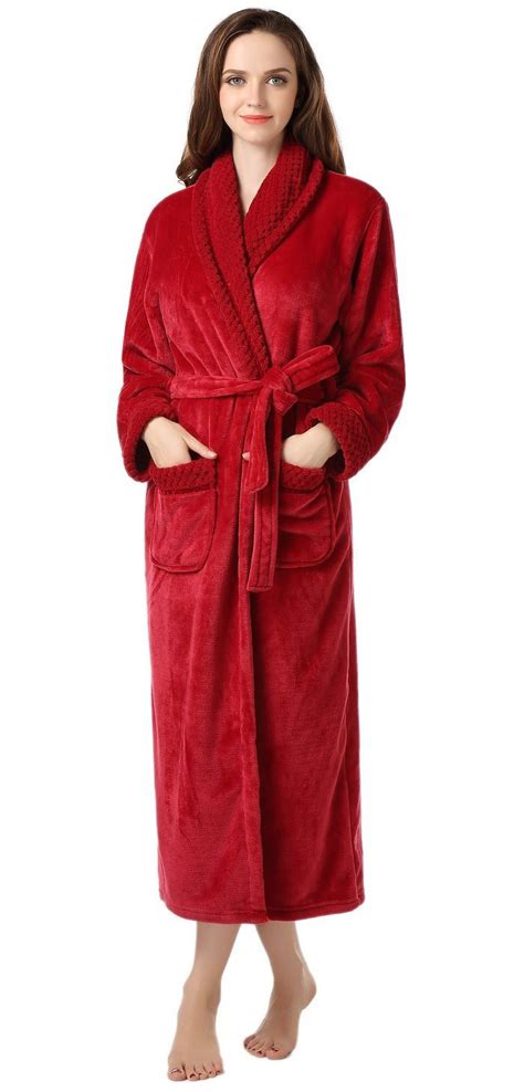 Richie House Women's Plush Soft Warm Fleece Bathrobe Robe RH1591 - Visuall.co