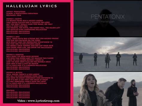 Pentatonix hallelujah lyrics | Hallelujah songs | Lyrics to hallelujah