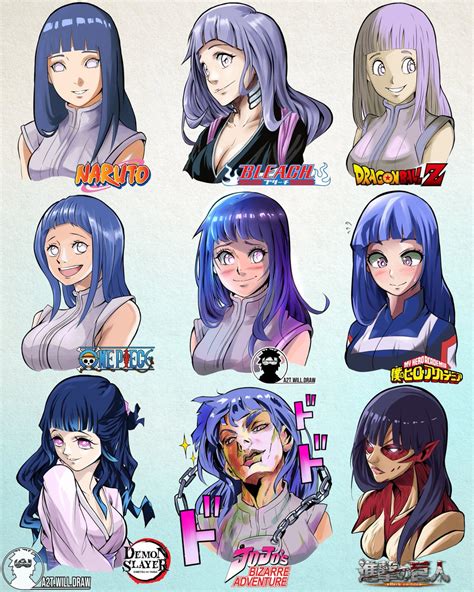 Hinata in 9 famous manga styles | Naruto | Know Your Meme