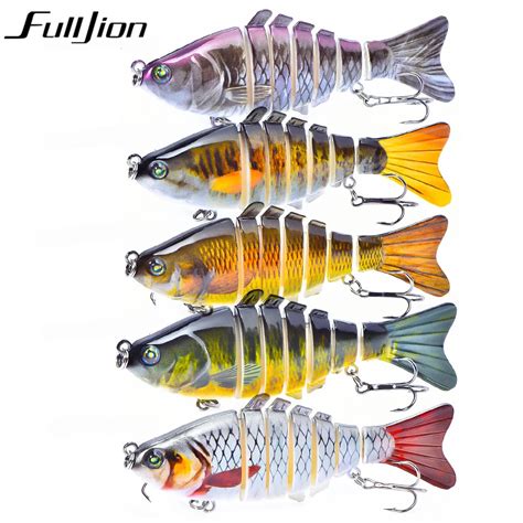 Fulljion 7 Segment Fishing Lures Wobblers 3D Eyes Lifelike Hard Lures ...