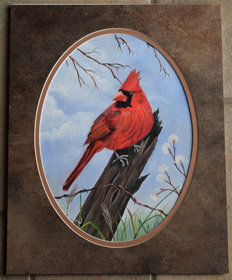 Framed Bird Painting: Male Cardinal Cardinal Painting - Etsy