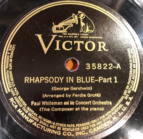 Paul Whiteman And His Concert Orchestra* - Rhapsody In Blue (1937 ...