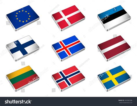 Flags Countries Northern Europe Stock Vector (Royalty Free) 343582286 ...