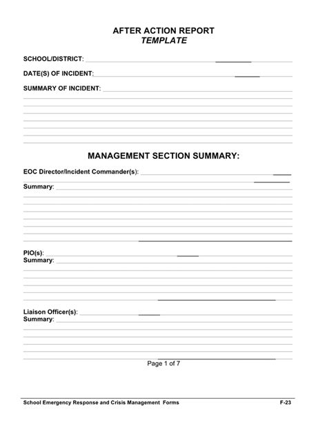 After action report template in Word and Pdf formats