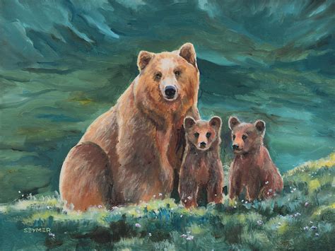 Bear Oil Painting ORIGINAL Grizzly Bear Paintings Baby Room Decor ...