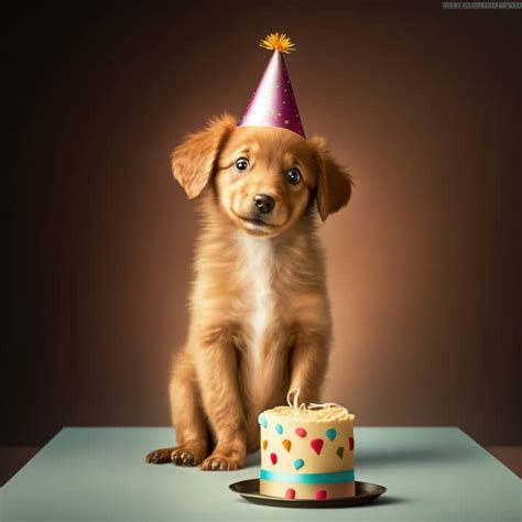 A dog wearing a birthday hat