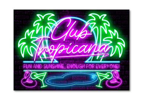 Club Tropicana Bar Sign METAL Plaque Eighties 80s Neon | Etsy