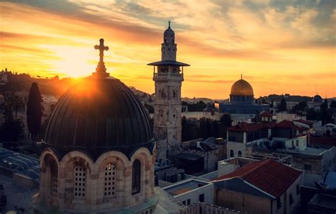 Wallpaper sunset, cross, Skyline, Jerusalem, Holy Land images for ...