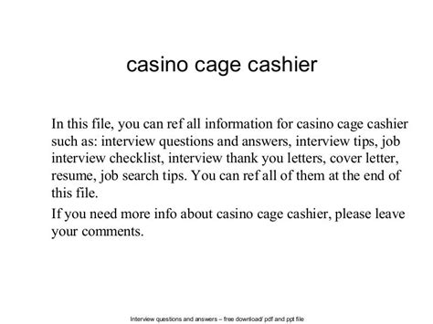 Casino cage cashier