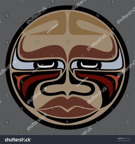 "Buffalo Face" A Native American Mask Vector Graphic With Earth Tone ...