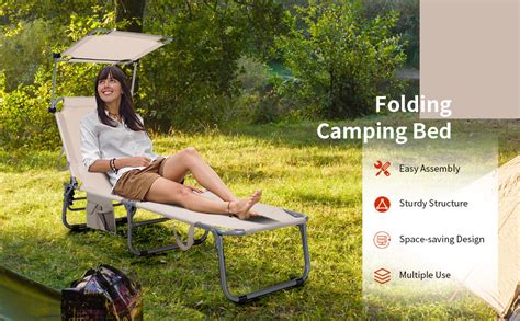 Giantex Outdoor Folding Chaise Lounge, Portable Reclining Chair with 5 Adjustable Positions, 360 ...