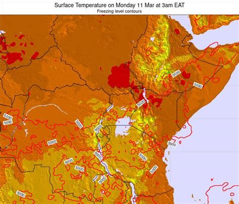 Rwanda Surface Temperature on Thursday 18 Mar at 9pm EAT