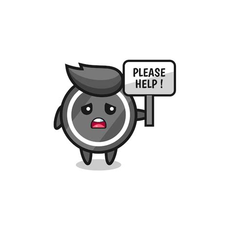 Premium Vector | Cute hockey puck hold the please help banner , cute design