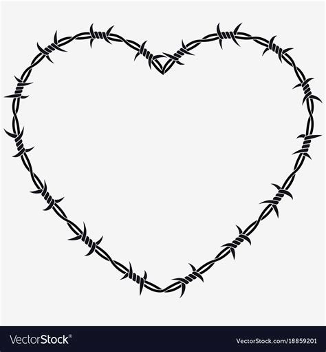 Shape of heart silhouette of barbed wire Vector Image