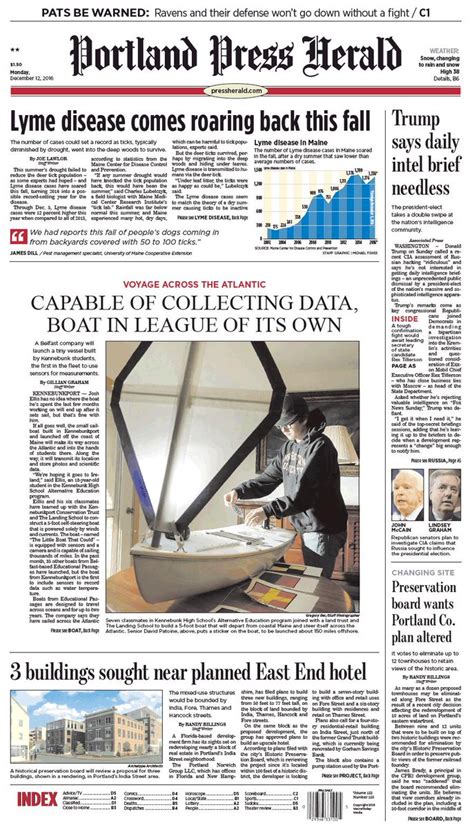 Today's Portland Press Herald front page, Monday, December 12, 2016 | Portland Press Heral ...