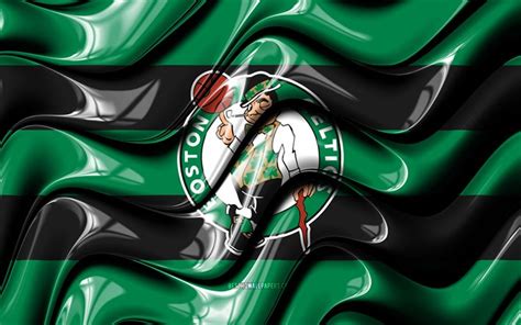 Download wallpapers Boston Celtics flag, 4k, green and black 3D waves ...